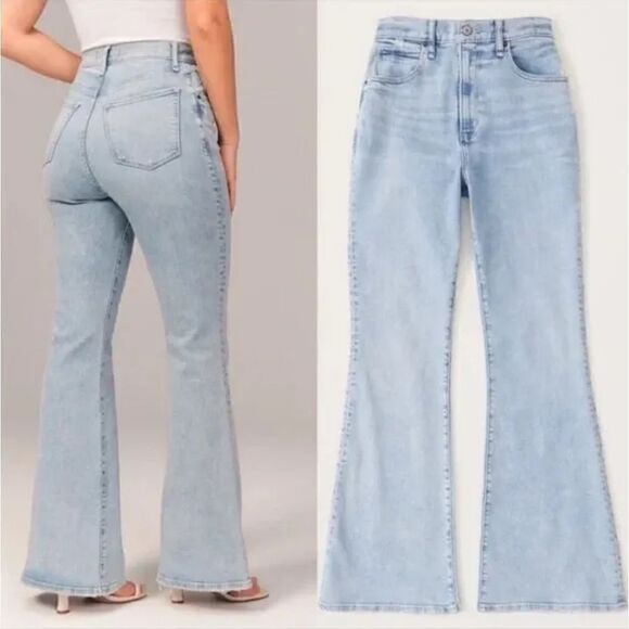 Abercrombie & Fitch Women's Flare Leg Ultra High Rise Denim Jeans Blue Size 35 - Picture 1 of 12